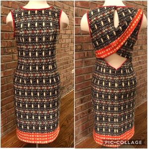 Stunning, Vibrant Muse Geometric Open-Backed Sheath Dress